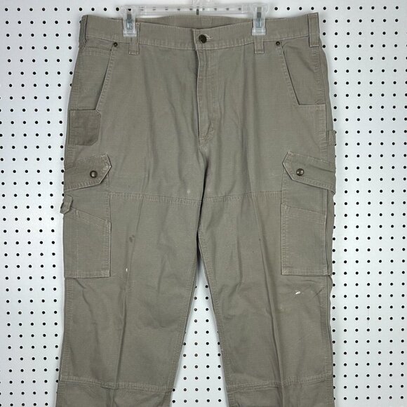Carhartt Pants Men 40x30 Tan Double Knee Cargo‎ Relaxed Fit B342 Distressed Y2K - Picture 2 of 7